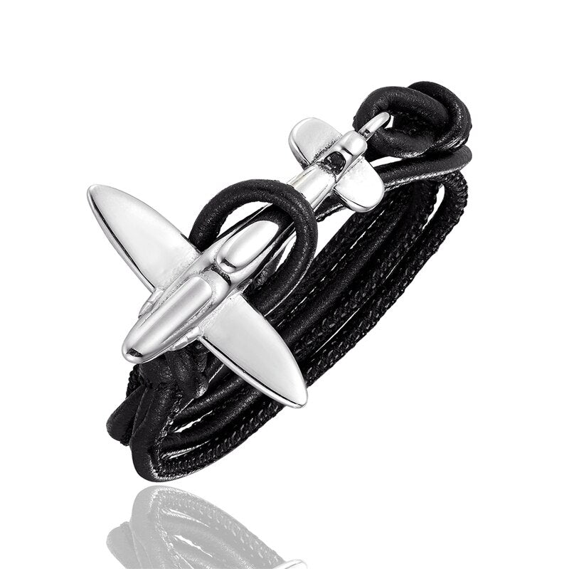 (Edition 3) Small Airplane Designed Leather Bracelets