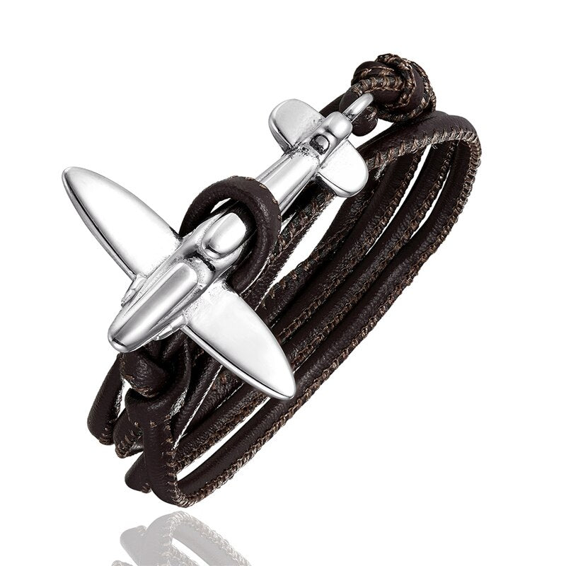 (Edition 3) Small Airplane Designed Leather Bracelets