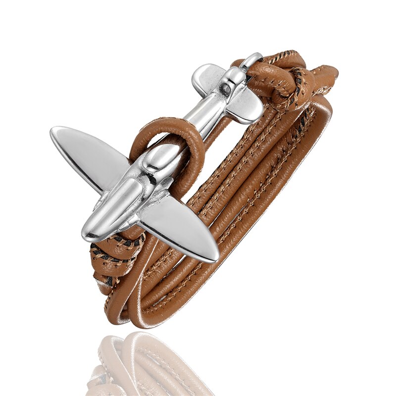 (Edition 3) Small Airplane Designed Leather Bracelets