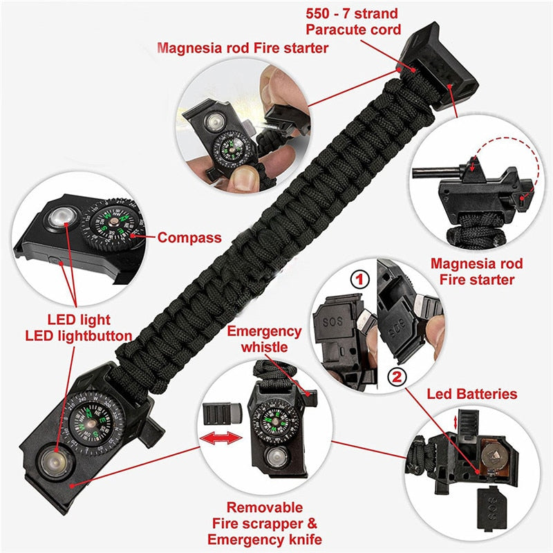 Super Quality Outdoor LED Light & Compass Integrated Bracelets