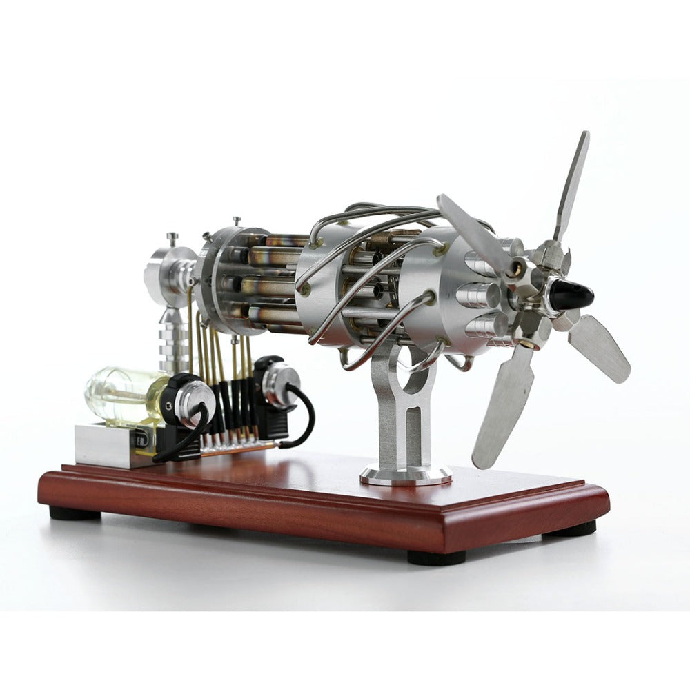 Airplane Engine Motor Model 16 Cylinders works with Hot Air Stirling