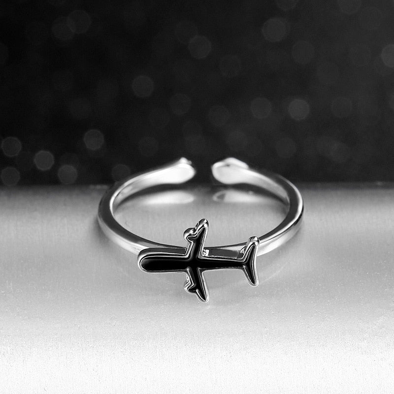 925 Sterling Silver Rose Gold Adjustable Amazing Airplane Rings
