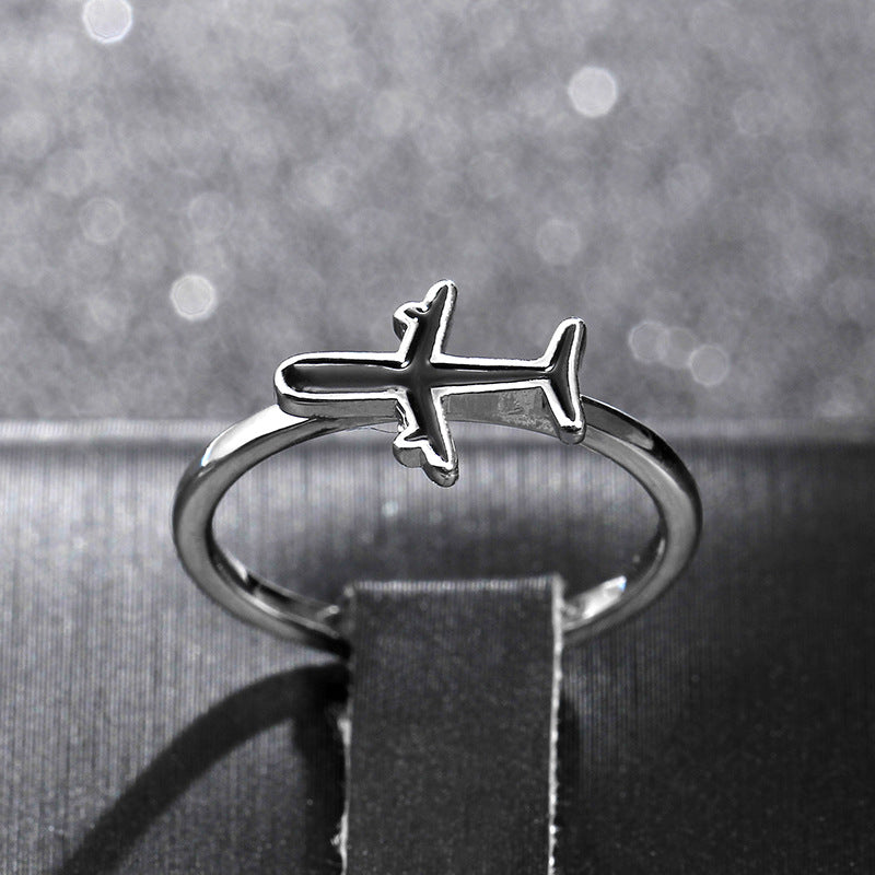 925 Sterling Silver Rose Gold Adjustable Amazing Airplane Rings