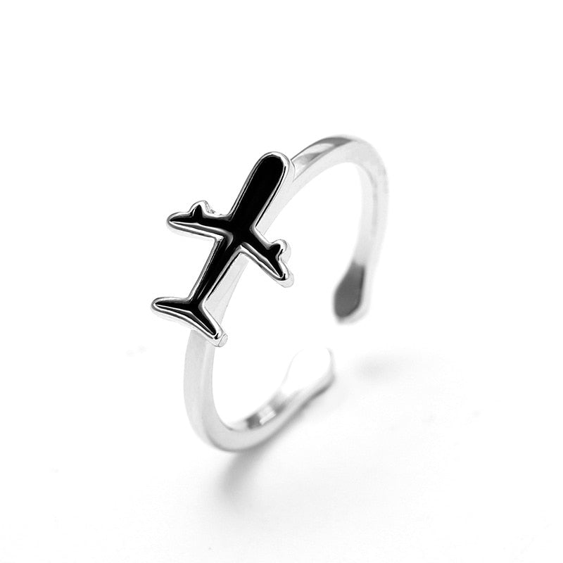 925 Sterling Silver Rose Gold Adjustable Amazing Airplane Rings