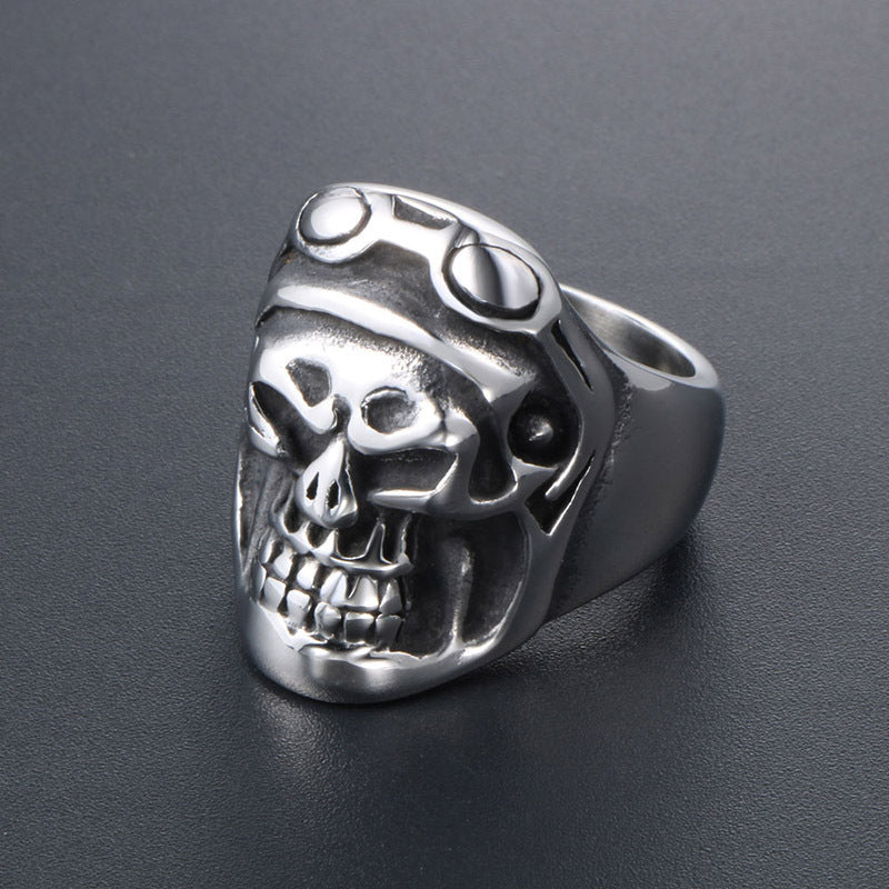 Punk Pilot Skull Designed Super Stainless Steel Ring