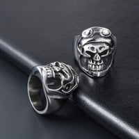 Thumbnail for Punk Pilot Skull Designed Super Stainless Steel Ring