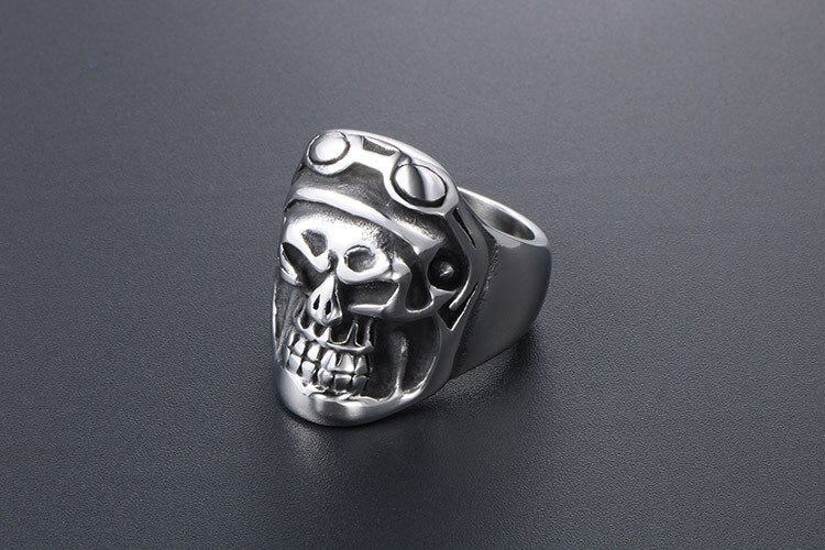Punk Pilot Skull Designed Super Stainless Steel Ring