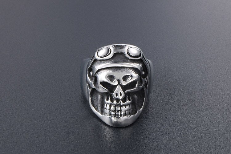 Punk Pilot Skull Designed Super Stainless Steel Ring
