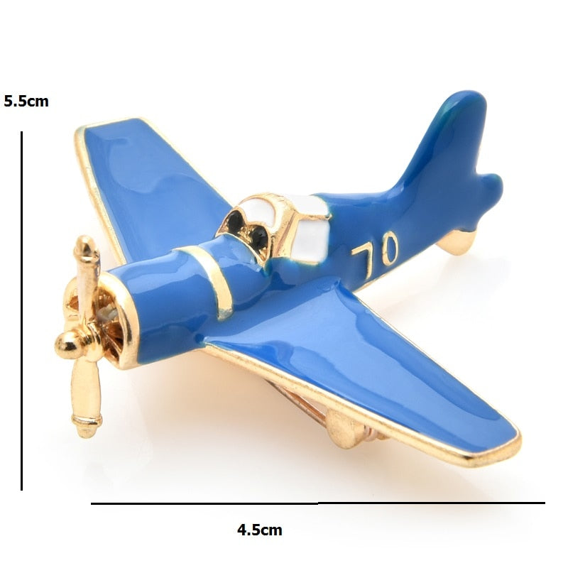 Blue Very Nice Small Airplane Shape Brooches
