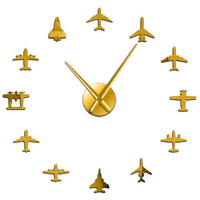 Thumbnail for Airplane Shapes Acrylic Mirror Effect Sticker Wall Clock