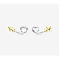 Thumbnail for 100% 925 Sterling Silver & Gold Airplane Shape Earrings