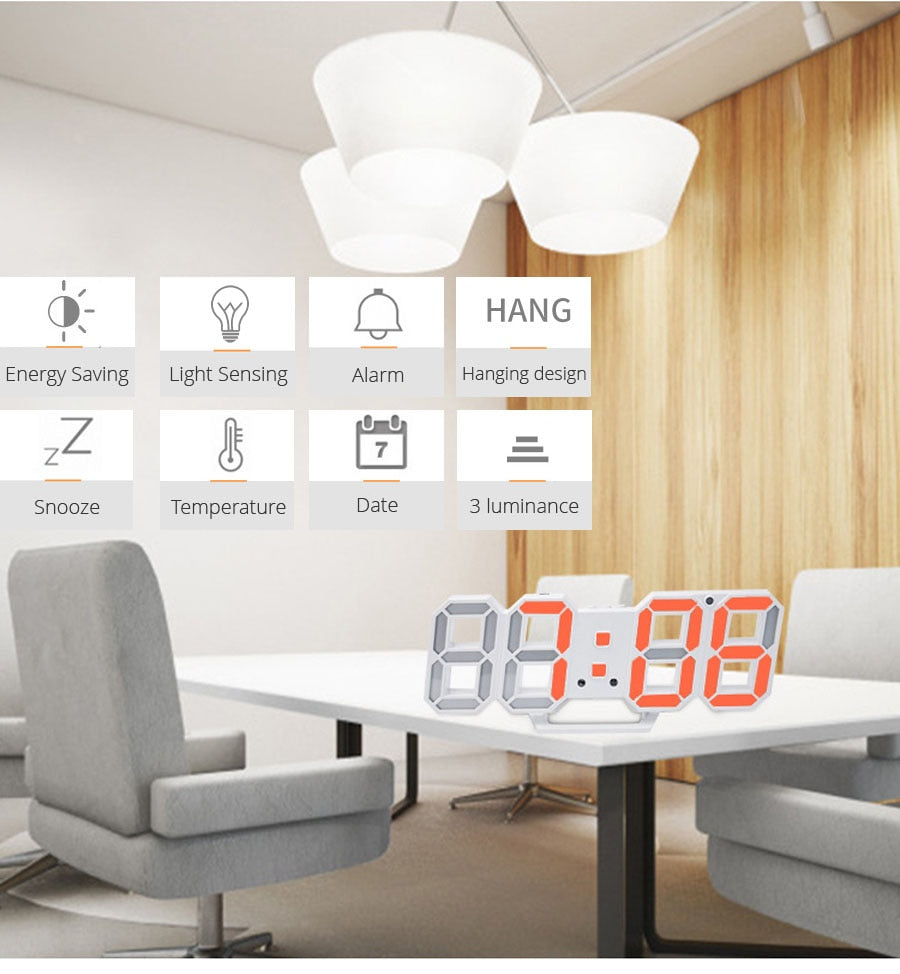 3D LED Digital Style Table & Wall Clocks