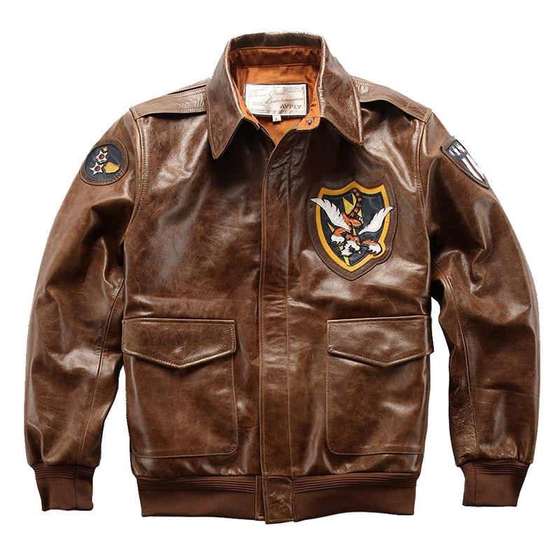 Flying Tigers Patch Designed Genuine Leather Pilot Jackets