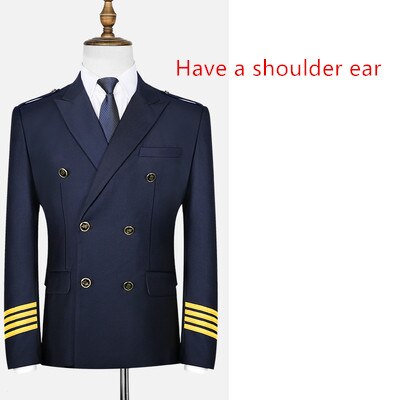 4 Lines Airline Pilot Suit Jackets & Coat with Shoulder Epaulettes