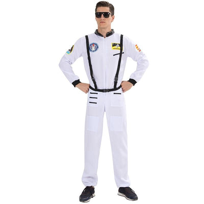 WHITE Space NASA & Astranout Jumpsuit for Men (Halloween) aviation design on premium costume fabric funny costume.