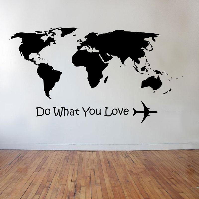 Do What You Love & World Map Designed Wall Stickers Pilot Eyes Store 