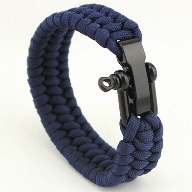 Stainless Steel Anchor Style Black Leather Bracelets