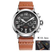 Thumbnail for Chronograph Sport Style Pilot & Aviator Watches Pilot Eyes Store Silver & Black + BOX 