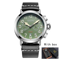 Thumbnail for Chronograph Sport Style Pilot & Aviator Watches Pilot Eyes Store Silver & Green + BOX 