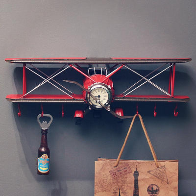 American Retro Wall Clock with Hanging Pendant aviation themed hanging wall decoration, premium decorative material.