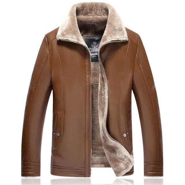 PU & Faux Leather Winter Style Pilot Bomber Jackets Pilot Eyes Store Brown 4XL (US 2XL) 