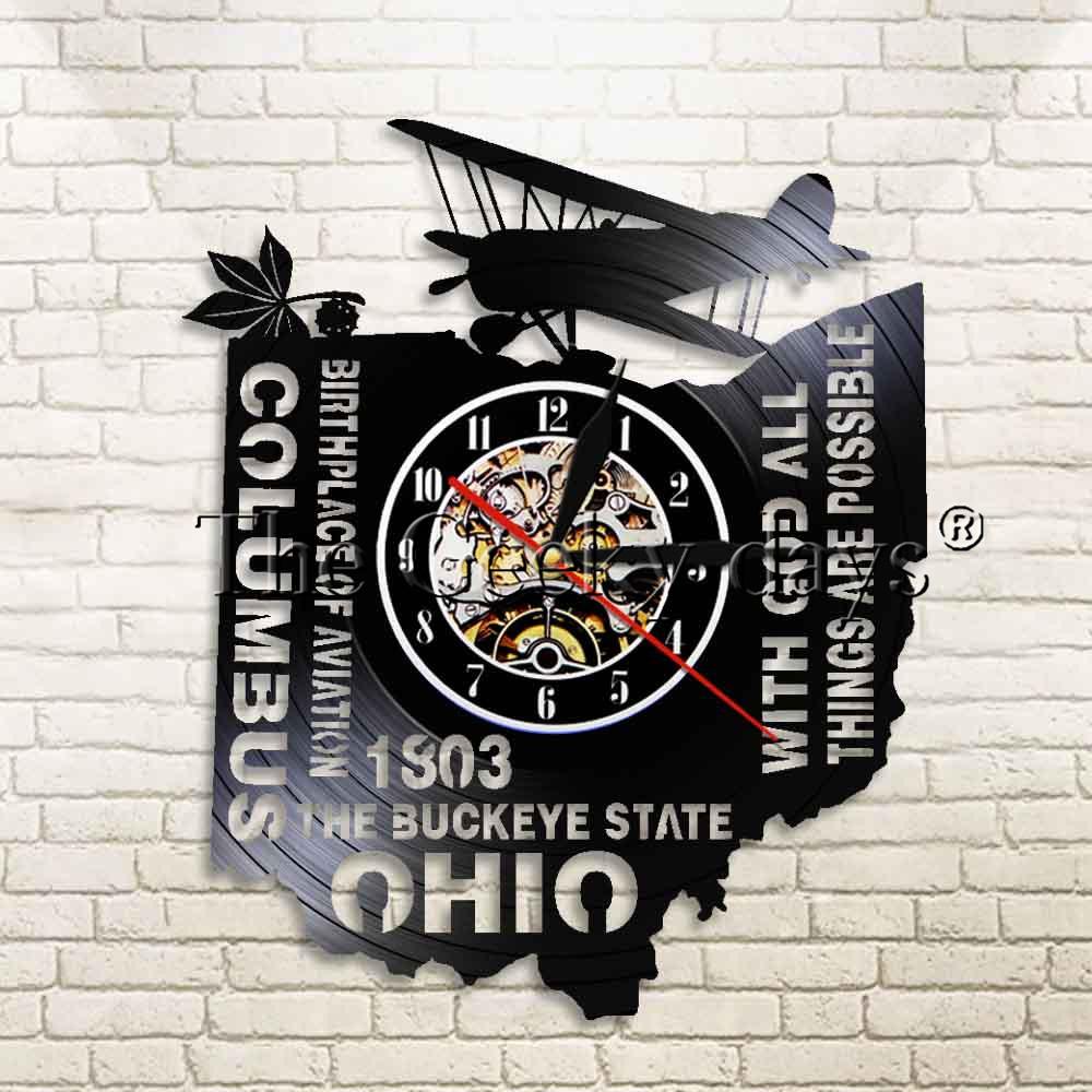 USA State Ohio Designed Wall Clocks Pilot Eyes Store 