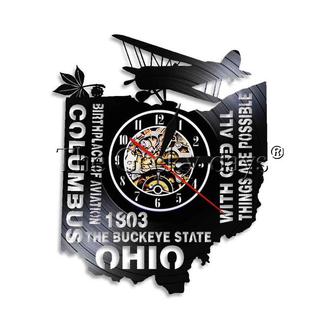 USA State Ohio Designed Wall Clocks Pilot Eyes Store No Led 