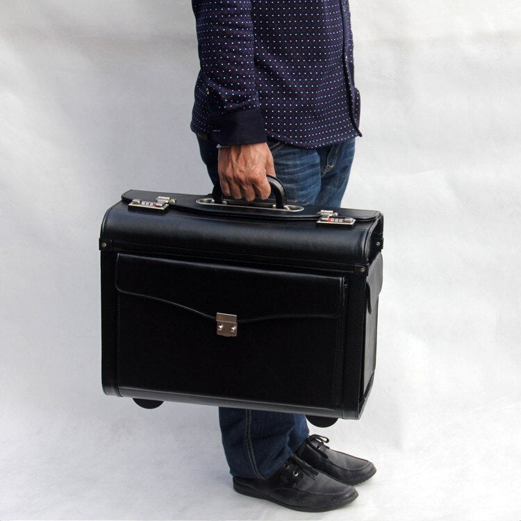Leather Style Carry-On Luggage for Pilots