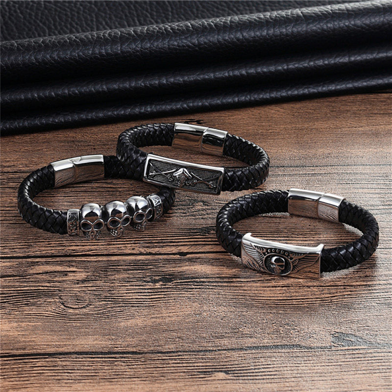 Skull Retro Style Genuine Leather Bracelets