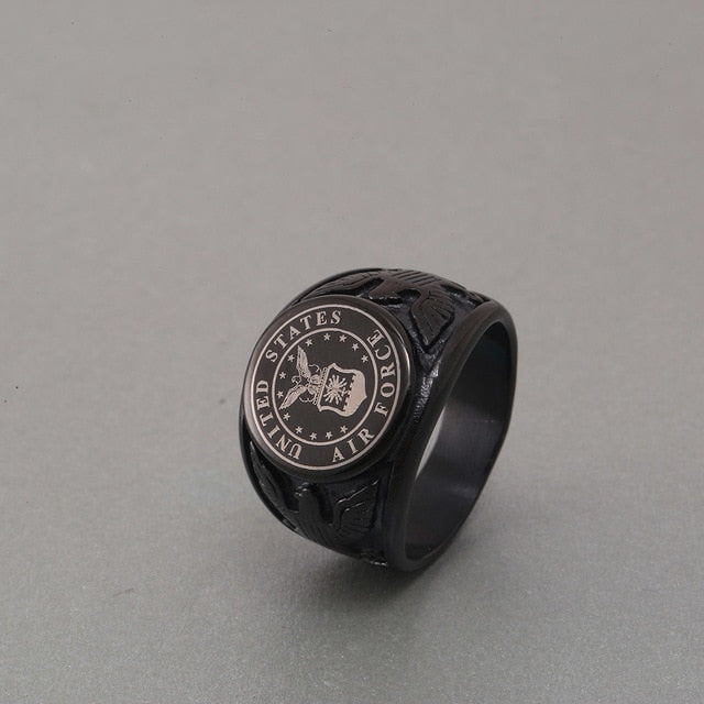 Black USA US Air Force Military Rings