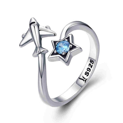 Genuine 925 Sterling Silver Cool aviation themed ring, stainless steel.