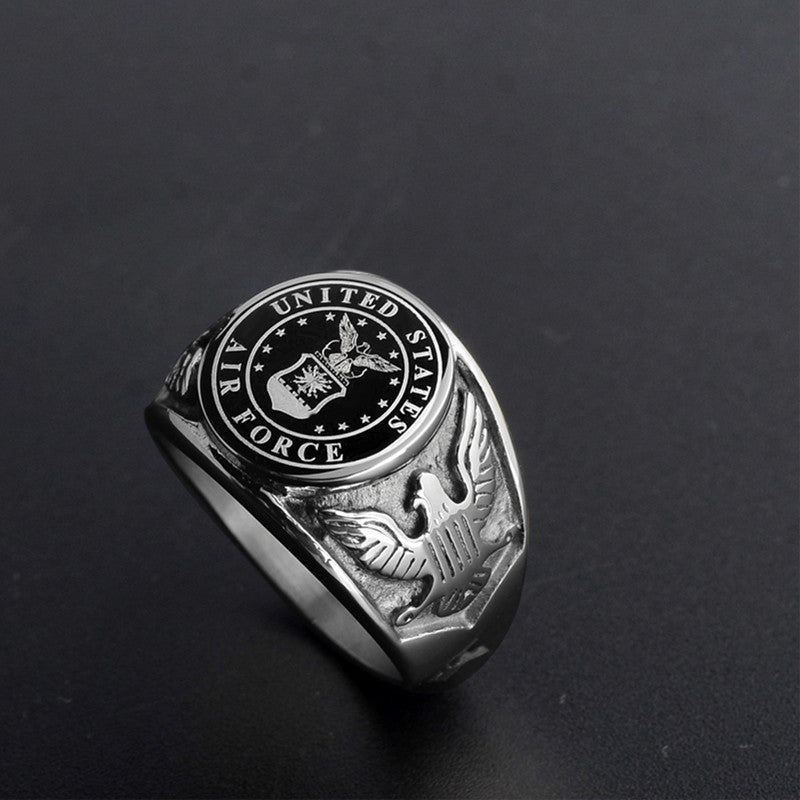Stainless Steel USA US Air Force Military Rings