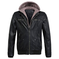 Thumbnail for PU Leather Hooded Bomber Pilot Style Jackets Aviation Shop Black L 