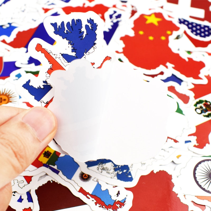50 Pieces National Flags Stickers (Mixed)