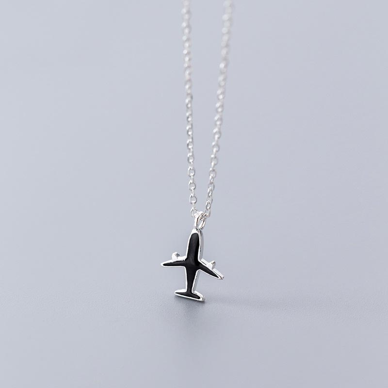 Authentic 925 Sterling Silver Airplane Shape Necklace