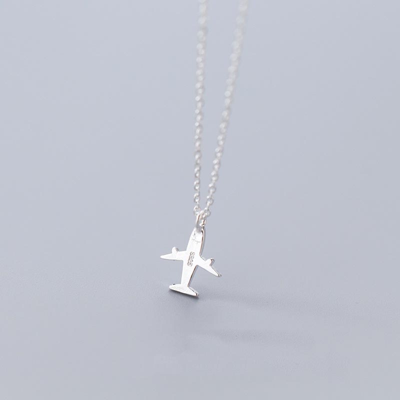 Authentic 925 Sterling Silver Airplane Shape Necklace