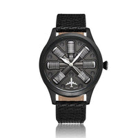Thumbnail for Aircraft Engine Shape Designed Aviator Watches Aviation Shop Black 