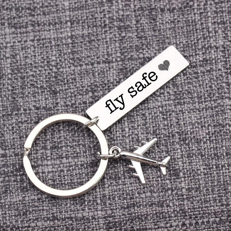 Fly Safe tagged Airplane Shape Key Chain Aviation Shop 