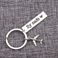 Thumbnail for Fly Safe tagged Airplane Shape Key Chain Aviation Shop 