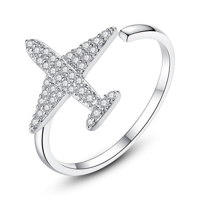 Super Quality Shinny Airplane Shape Ring (Adjustable) aviation themed ring, stainless steel.