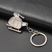 Thumbnail for Small Helicopter Shaped aviation themed aviator-crafted key chain, polished metal alloy.