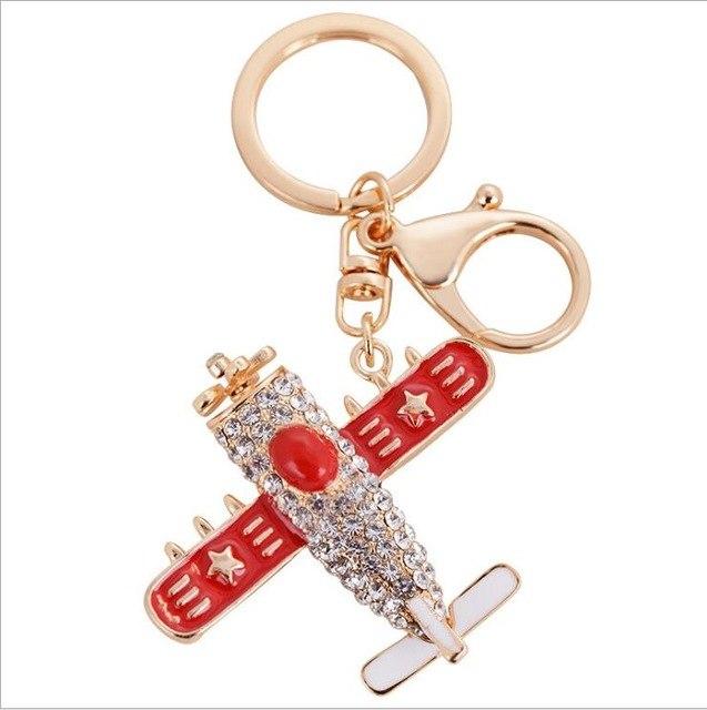 Vintage and Cute Crystal Designed Airplane Shape Key Chains Aviation Shop 1 