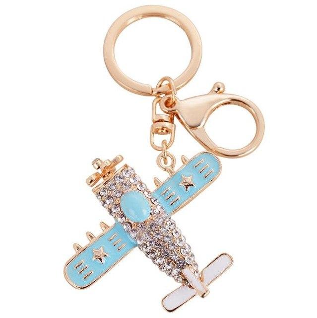 Vintage and Cute Crystal Designed Airplane Shape Key Chains Aviation Shop 2 