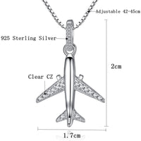 Thumbnail for 925 Sterling & Crystal Silver Airplane Shape Necklace (Top Quality)