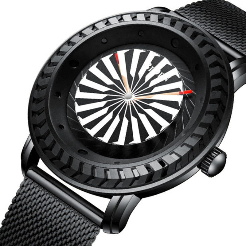 Rotating Jet Engine Turbine Designed Aviator Watches