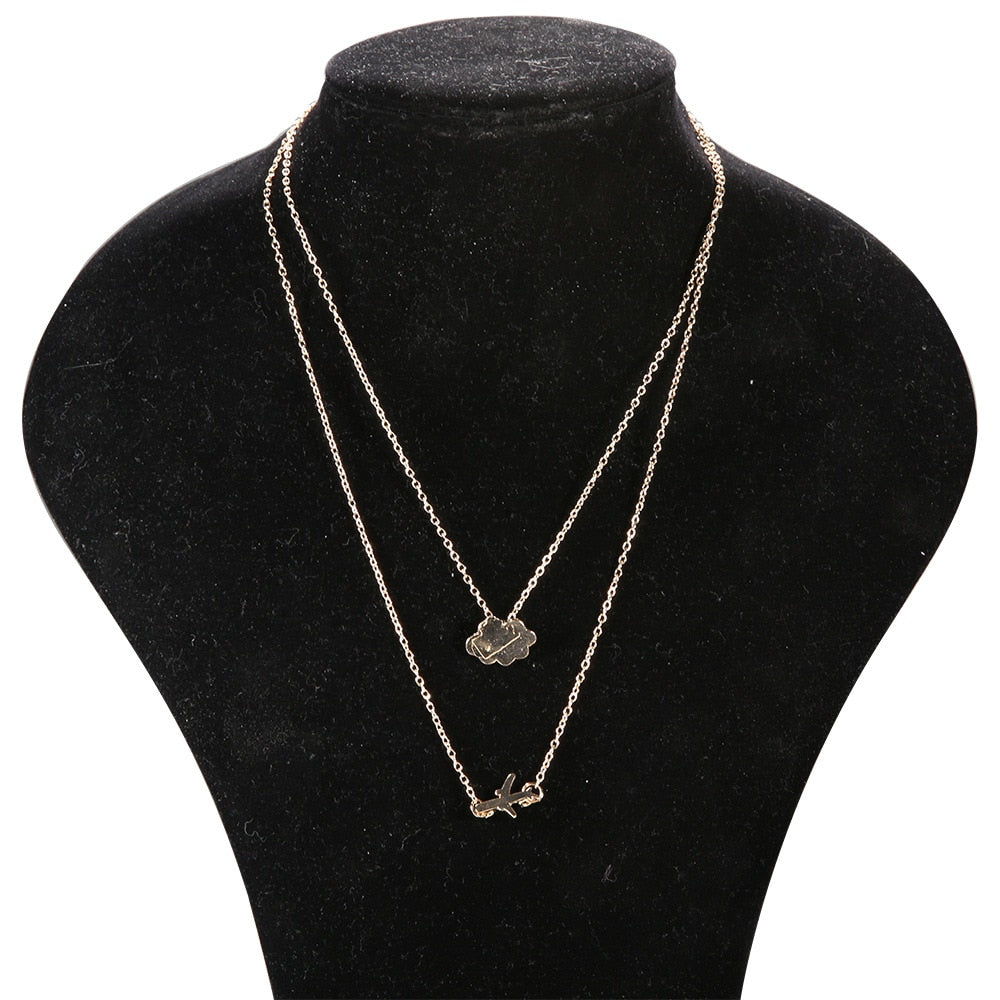 Airplane Shape & Cloud Designed Necklace