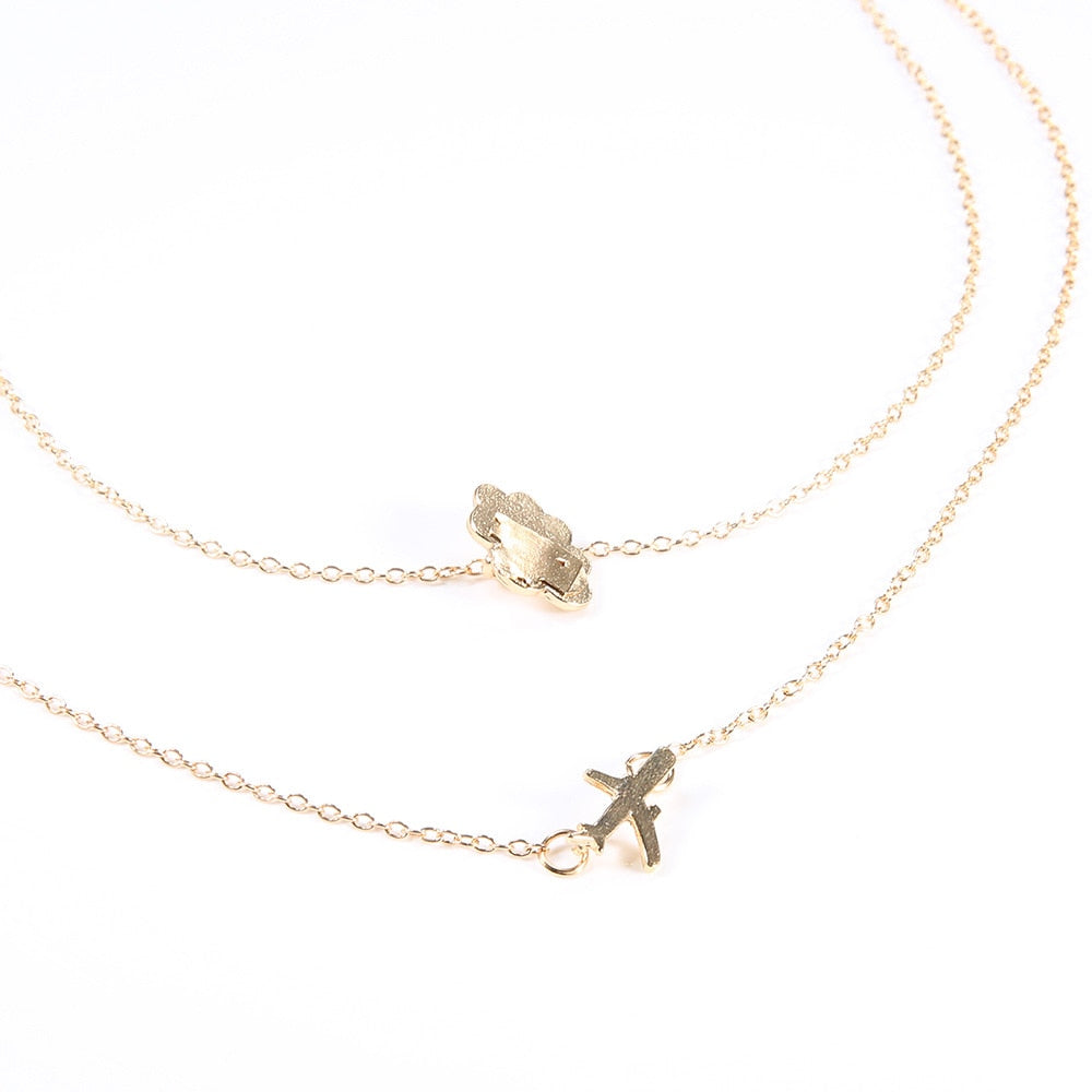 Airplane Shape & Cloud Designed Necklace