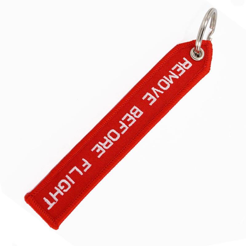 Red Triangle Remove Before Flight Designed Key Chains