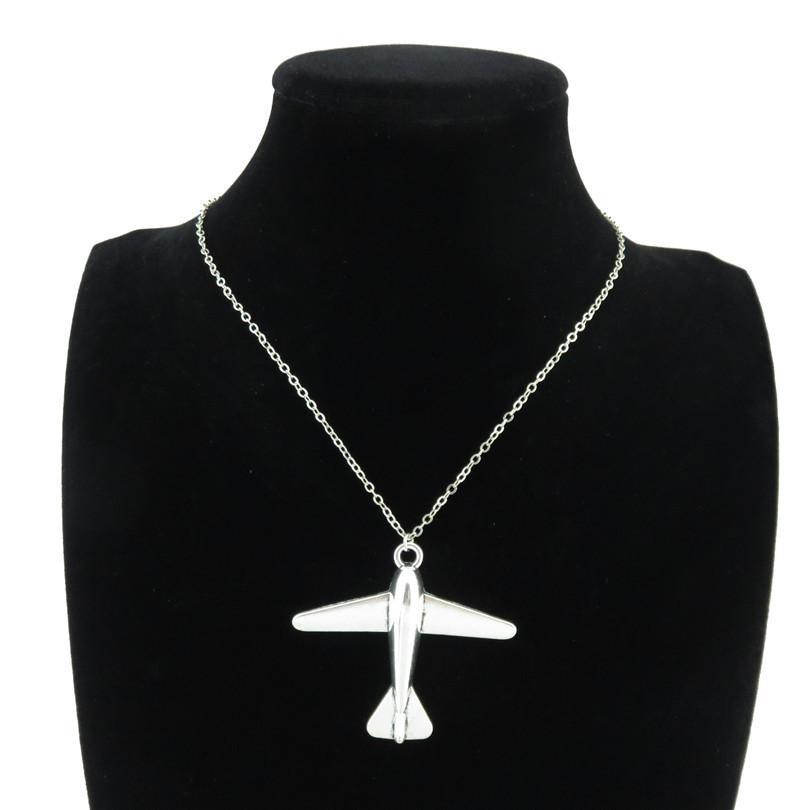 Silver Airplane Shaped Necklace