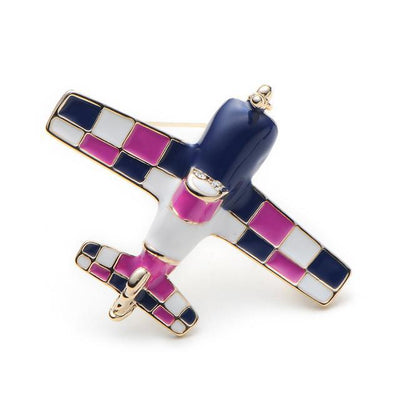 Side view of Single Engine Airplane Shaped aviation brooch in polished alloy, polished finish.